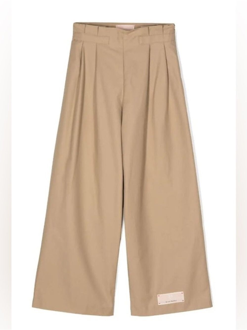 Elisabetta Franchi Trouser Pants With Logo Size 8A Tan